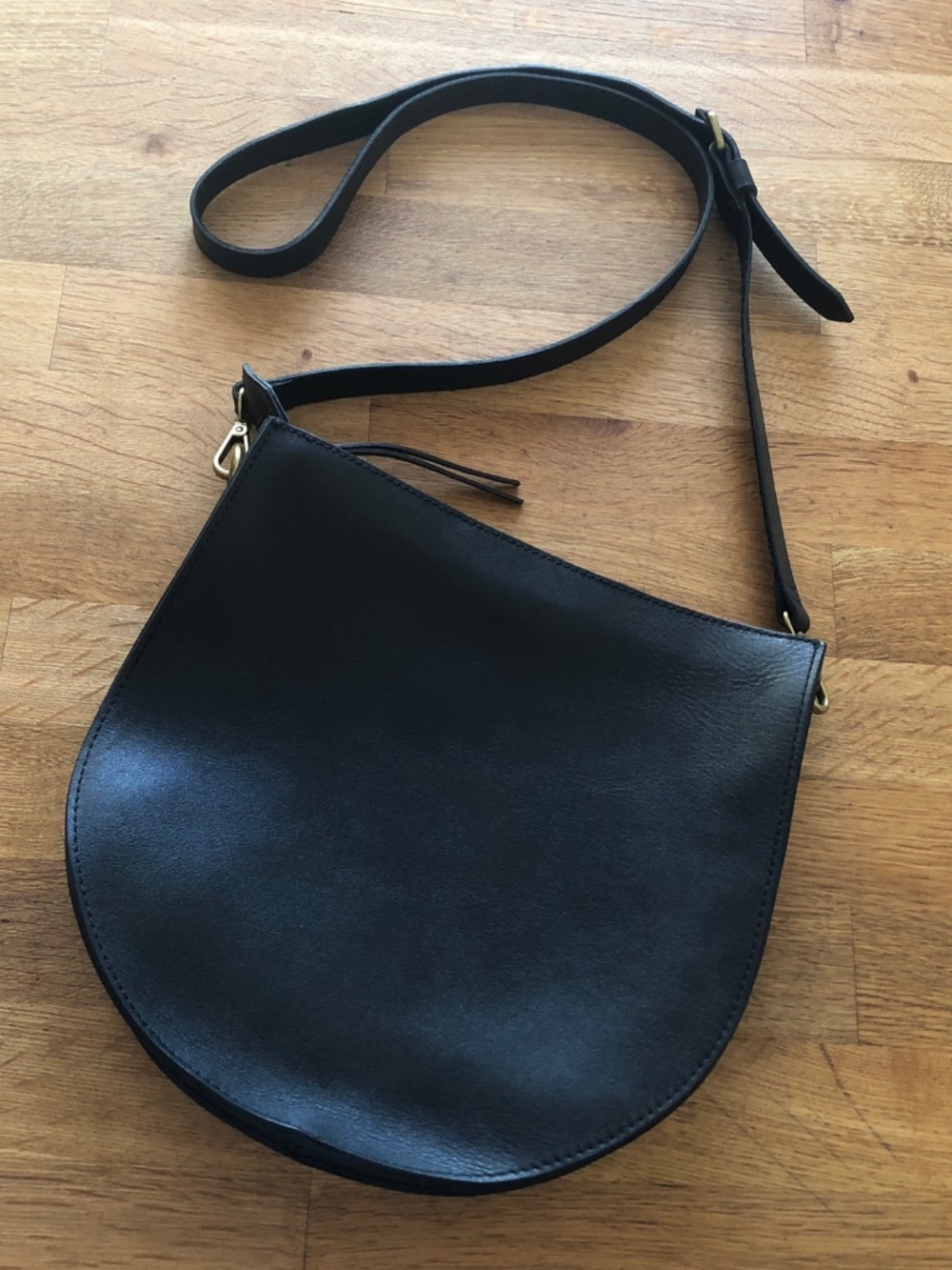 Madewell The Transport Saddlebag Crossbody  Bag Leather Black Excellent Shape